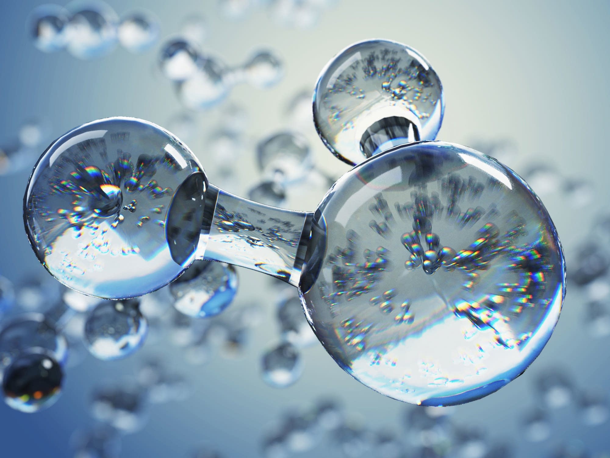 گردو لرن تصویر یک مولکول آب در زیر میکروسکوپ